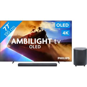 Philips Ambilight 77'' OLED760 4K (2025) + JBL Bar 500 M2 Zwart