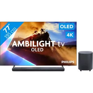 Philips Ambilight 77'' OLED760 4K (2025) + JBL Bar 1000 M2 Zwart
