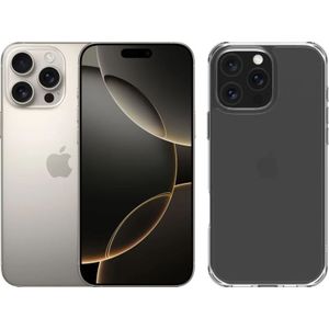 Apple iPhone 16 Pro Max 256GB Natural Titanium + BlueBuilt Back Cover Transparant