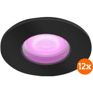 Philips Hue Xamento badkamer inbouwspot White and Color - Zwart - Rond 12-pack