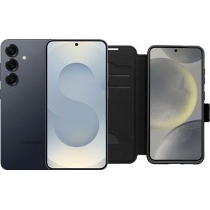 Samsung Galaxy S25 256GB Zilver 5G + BlueBuilt Book Case Zwart
