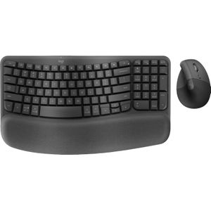 Logitech Wave Keys Draadloos Ergonomisch Toetsenbord + Logitech Lift Ergonomische Muis