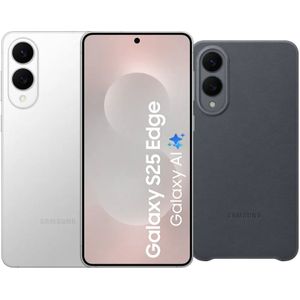 Samsung Galaxy S25 Edge 512GB Zilver 5G + Samsung Kindsuit Back Cover Zwart