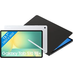 Samsung Galaxy Tab S10 FE Plus 13,1 inch 256GB Wifi Zilver + BlueBuilt Book Case Zwart