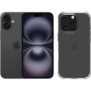 Apple iPhone 16 128GB Zwart + BlueBuilt Protective Back Cover Transparant