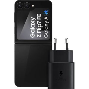 Samsung Galaxy Z Flip 7 FE 128GB Zwart 5G + Samsung Oplader 25 Watt Zwart
