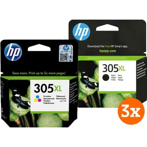 HP 305XL Inkt Cartridge 4-Kleuren Bundel (3 stuks)