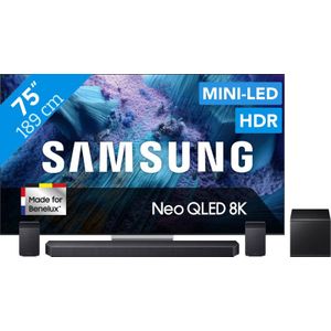 Samsung 75" Neo QLED QN990F 8K (2025) + Samsung HW-Q930F Zwart