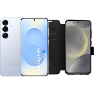 Samsung Galaxy S25 128GB Lichtblauw 5G + BlueBuilt Book Case Zwart