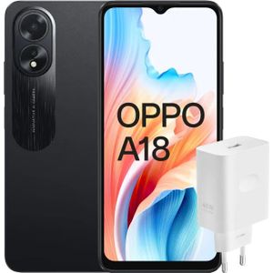 OPPO A18 128GB Zwart 4G + OPPO SuperVOOC Oplader 45W