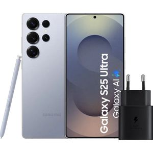 Samsung Galaxy S25 Ultra 512GB Zilver 5G + Samsung Oplader 25 Watt Zwart