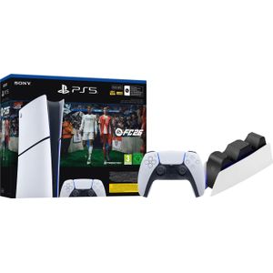 PlayStation 5 Slim Digital Edition + FC 26 + Extra Controller Wit + Oplaadstation