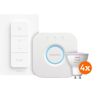 Philips Hue White and Color GU10 Starter Pack - 4 lampen + Bridge + Dimmer