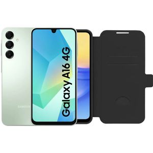 Samsung Galaxy A16 - Smartphone - 128GB - Groen - 4G met BlueBuilt Book Case Zwart
