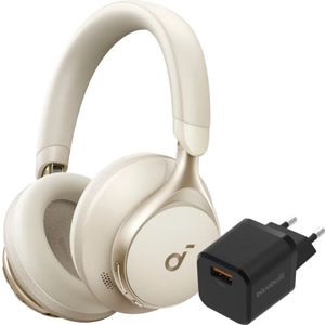 Soundcore Space One Crème + BlueBuilt Quick Charge Oplader met Usb A Poort 18W Zwart