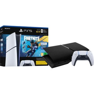 PlayStation 5 Slim Digital Edition Fortnite bundel + Covers Zwart + Extra Controller Wit