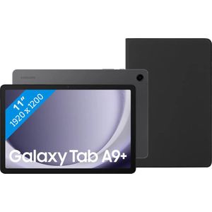 Samsung Galaxy Tab A9 Plus 11 inch 128GB Wifi en 5G Grijs + BlueBuilt Book Case Zwart