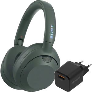 Sony ULT Wear - Koptelefoon - Groen - Inclusief BlueBuilt Quick Charge Oplader 18W Zwart