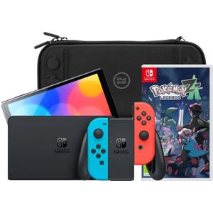 Nintendo Switch OLED Blauw/Rood + Pokémon Legends: Z-A + BlueBuilt Beschermhoes