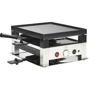 Solis 5 in 1 Table Grill 791 Gourmetstel 4 Personen - Raclette Gourmet Set - Bakplaat Gourmetten - Zilver/Zwart