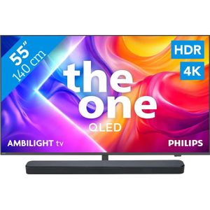 Philips Ambilight 55" PUS9000 QLED 4K (2025) + JBL Bar 300 M2 Zwart