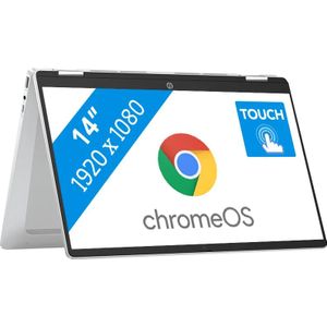 HP Chromebook x360 14b-cd0920nd Intel® N N200 35,6 cm (14") Touchscreen Full HD 8 GB LPDDR5-SDRAM 128 GB eUFS Wi-Fi 6 (802.11ax) ChromeOS Zilver