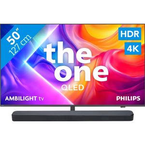 Philips Ambilight 50" PUS9000 QLED 4K (2025) + JBL Bar 300 M2 Zwart