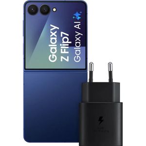 Samsung Galaxy Z Flip 7 256GB Blauw 5G + Samsung Oplader 25 Watt Zwart