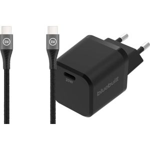 BlueBuilt Power Delivery en Quick Charge Oplader 20W + Usb C Kabel Nylon Zwart 1,5m
