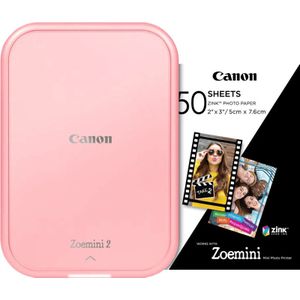 Liene Pearl K100 2x3 Portable Photo Printer with 50 Sheets Zinc Self-Adhesive Photo Paper Bluetooth 5.0 Small for iOS Android Smartphone Mini Direct Photo Printer for iPhone, Pink