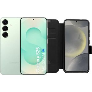 Samsung Galaxy S25 256GB Mint 5G + BlueBuilt Book Case Zwart