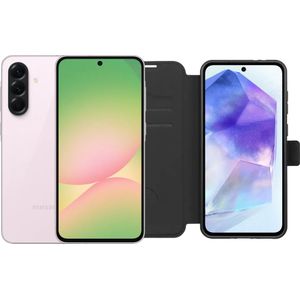 Samsung Galaxy A56 128GB Roze 5G + BlueBuilt Book Case Zwart