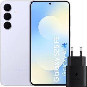 Samsung Galaxy S25 FE 128GB Lichtblauw 5G + Samsung Oplader 25 Watt Zwart