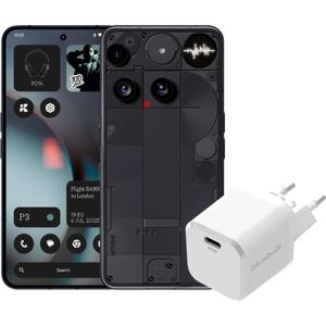 Nothing Phone (3) 512GB Zwart 5G + BlueBuilt Oplader met Usb C Poort 45W Wit