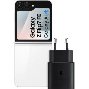 Samsung Galaxy Z Flip 7 FE 256GB Wit 5G + Samsung Oplader 25 Watt Zwart