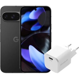 Google Pixel 9 - Smartphone - Zwart - 256GB - 5G - Inclusief BlueBuilt Oplader 30W Wit