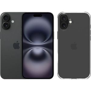 Apple iPhone 16 Plus 256GB Zwart + BlueBuilt Protective Back Cover Transparant
