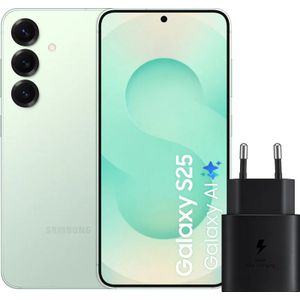 Samsung Galaxy S25 128GB Mint 5G + Samsung Oplader 25 Watt Zwart