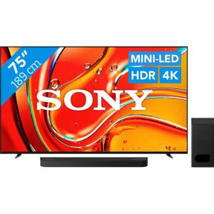 Sony 75" Bravia 7 4K QLED XR Mini-led (2024) + Sony Bravia Theatre Bar 6 Zwart