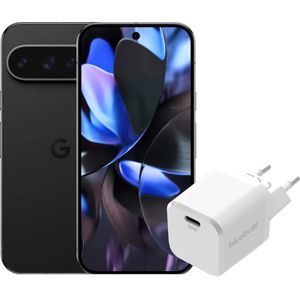 Google Pixel 9 Pro 128GB Zwart 5G + BlueBuilt Oplader 30W Wit