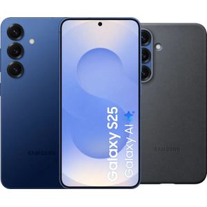 Samsung Galaxy S25 128GB Donkerblauw 5G + Samsung Kindsuit Back Cover Zwart