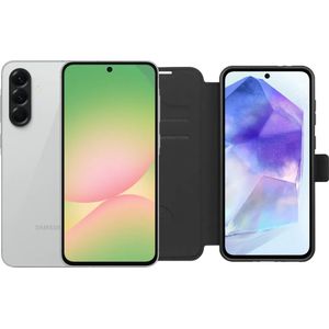 Samsung Galaxy A56 128GB Grijs 5G + BlueBuilt Book Case Zwart
