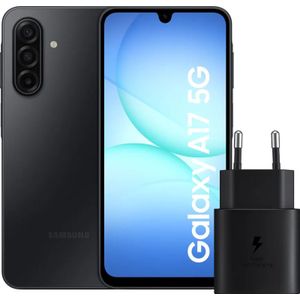 Samsung Galaxy A17 128GB Zwart 5G + Samsung Oplader 25 Watt Zwart
