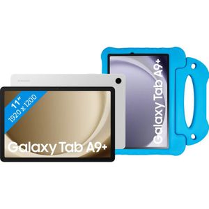 Samsung Galaxy Tab A9 Plus 11 inch 128GB Wifi Zilver + BlueBuilt Kids Cover Blauw