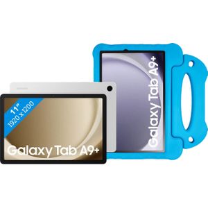 Samsung Galaxy Tab A9 Plus 11 inch 6GB/128GB Wifi Zilver + BlueBuilt Kids Cover Blauw
