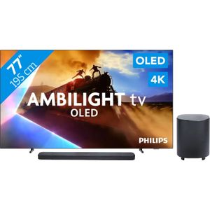 Philips Ambilight 77'' OLED760 4K (2025) + JBL Bar 800 M2 Zwart