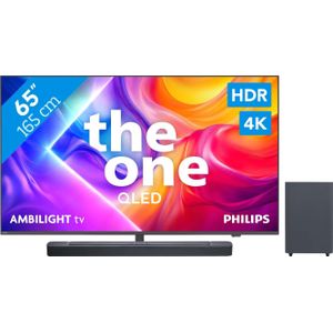 Philips Ambilight 65" PUS9000 QLED 4K (2025) + JBL Bar 2.1 Deep Bass M2 Zwart