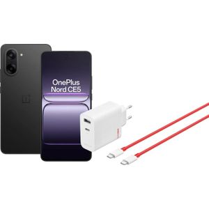 OnePlus Nord CE 5 128GB Zwart 5G + OnePlus SuperVOOC Oplader 80W 2 Poorten + Usb C kabel