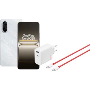 OnePlus Nord CE 5 - Smartphone - 128GB - Wit - 5G - Inclusief OnePlus SuperVOOC Oplader 80W met 2 Poorten