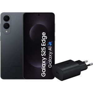 Samsung Galaxy S25 Edge 512GB Zwart 5G + Samsung Oplader 25 Watt Zwart